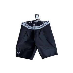 Under Armour Womens Softball Compression Sliding Shorts Black HeatGear Large NWT